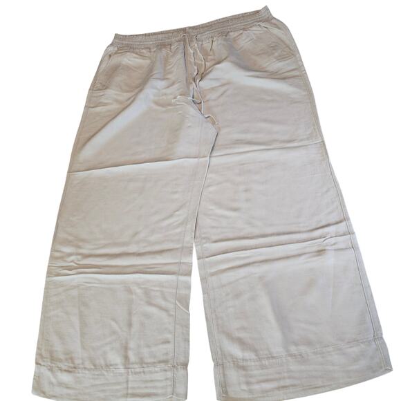 Lane Bryant Tan Beige Linen Blend Wide Leg Pants Women's Plus Size 22/24 356 - Picture 1 of 9